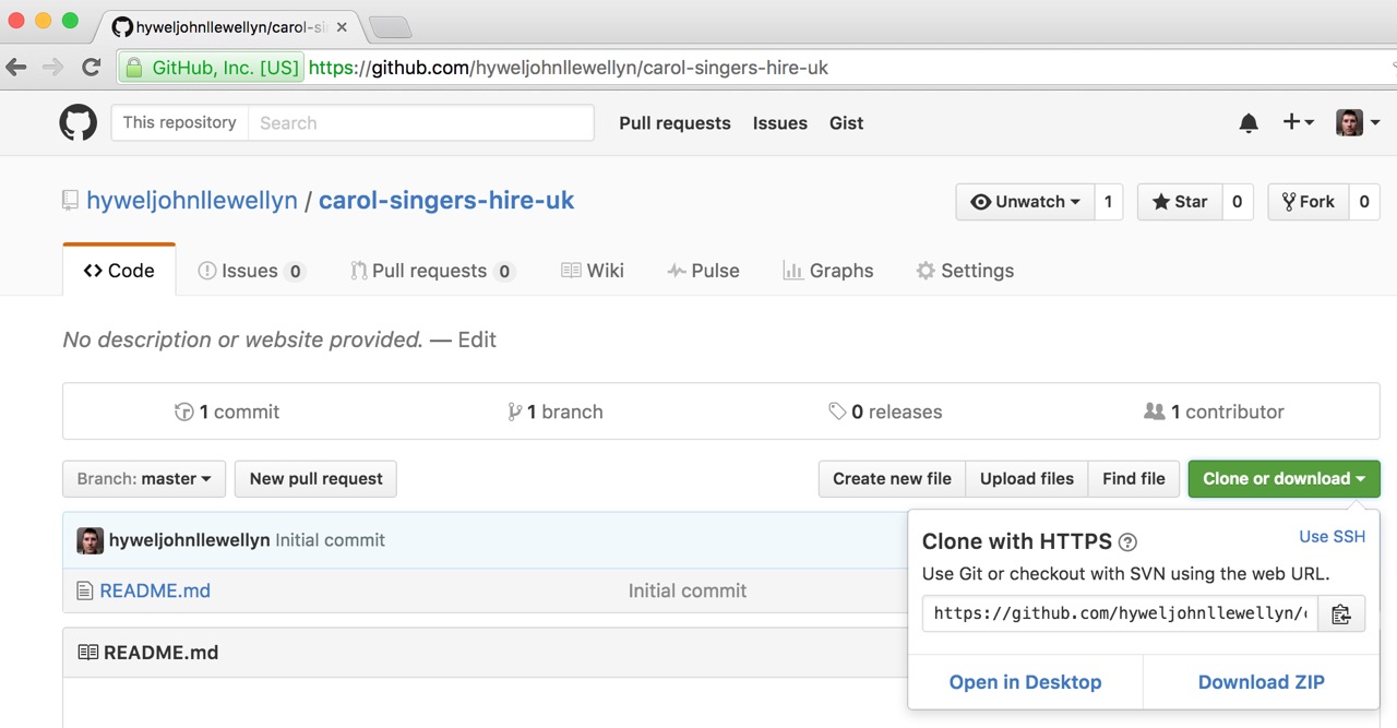 GitHub Repository Clone Open in Desktop